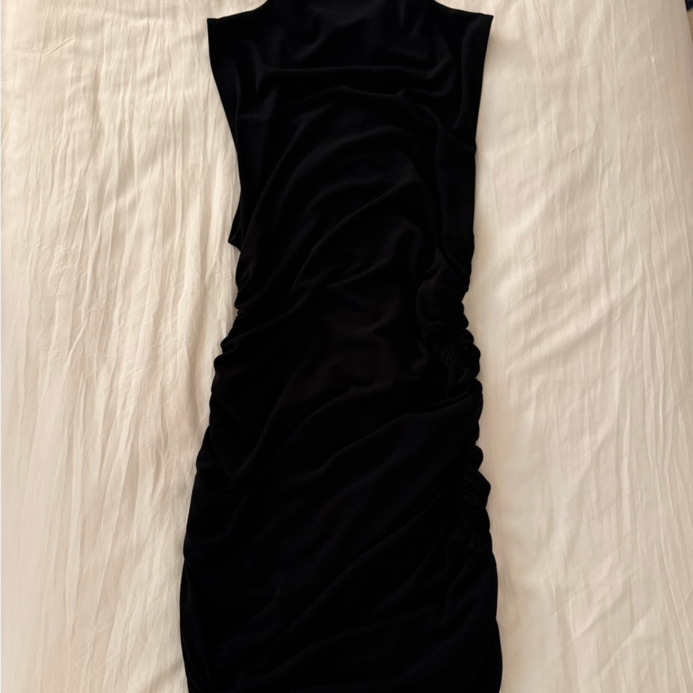 Black Ruched Mini Dress - Picture 3 of 3
